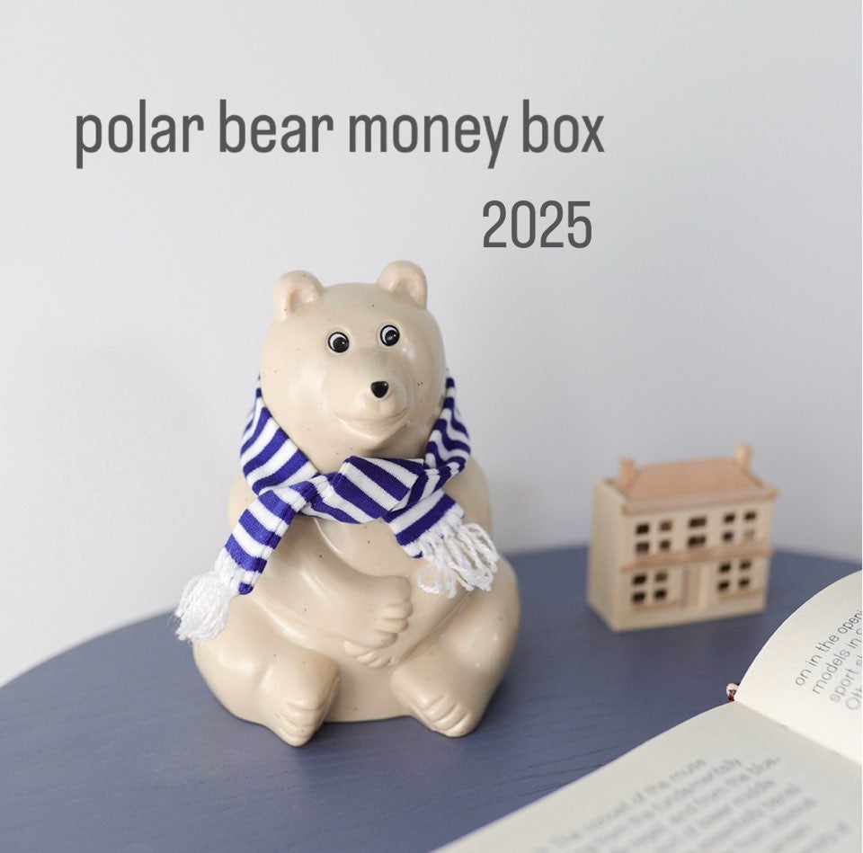 シロクマ貯金箱2025/マフラー付き/ブルー | Söpö Museo